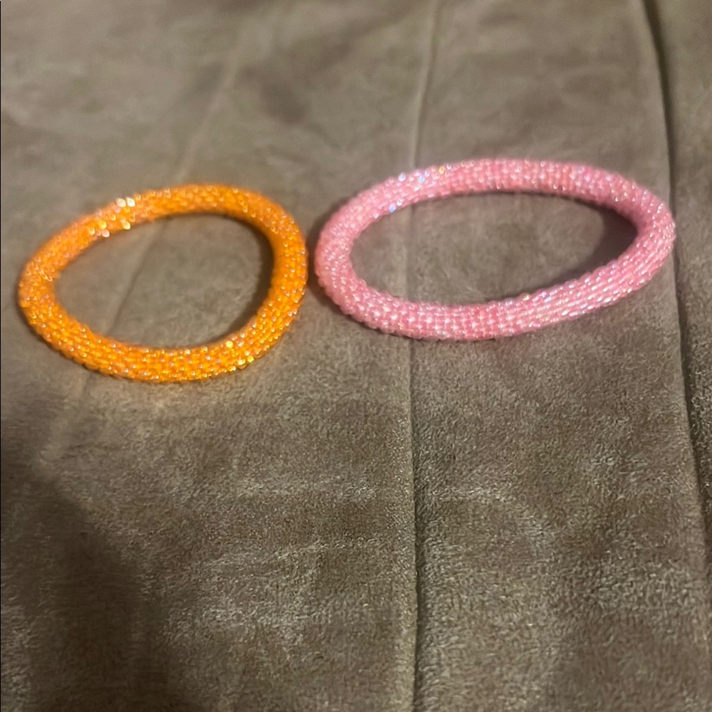 Orange and Pink Beaded Bracelets